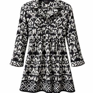 Style Co boho jacket ikat cardigan blazer tunic with flattering empire waist